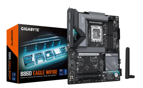 GIGABYTE B860 EAGLE WI-FI 6E SCHEDA MADRE - CPU INTEL CORE ULTRA, VRM A 12+1+2+1 FASI, FINO A 9066MHZ DDR5, 1XPCIE 5.0 + 2XPCIE 4.0 M.2, LAN 2,5 GBE, WIFI 6E, USB 3.2 GEN 2X2